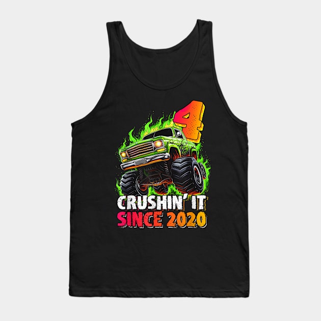 Monster Truck 4 Year Old Boys 4th Birthday Party Born 2020 Tank Top by elmiragokoryan